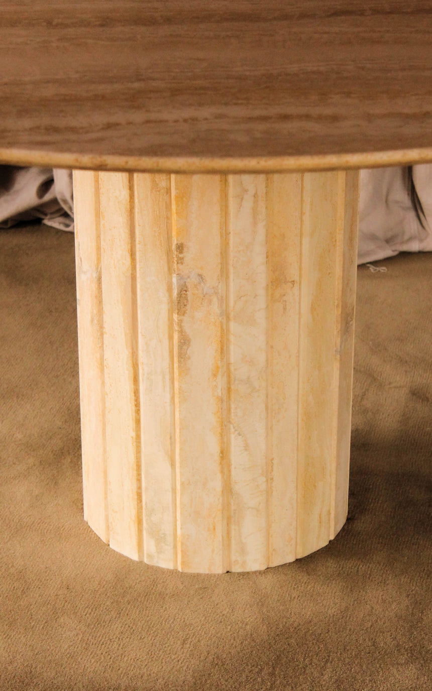 vintage honed unfilled travertine dining table tables stone flokati velvet modular sofa couch instagram piazza