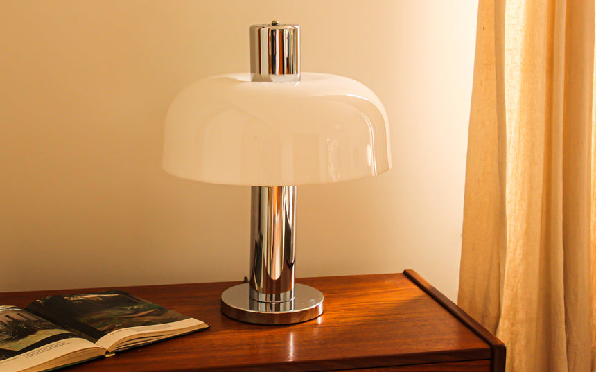 italian chrome mushroom lamp italy piazza piazza vintage melbourne australia acrylic guzzini