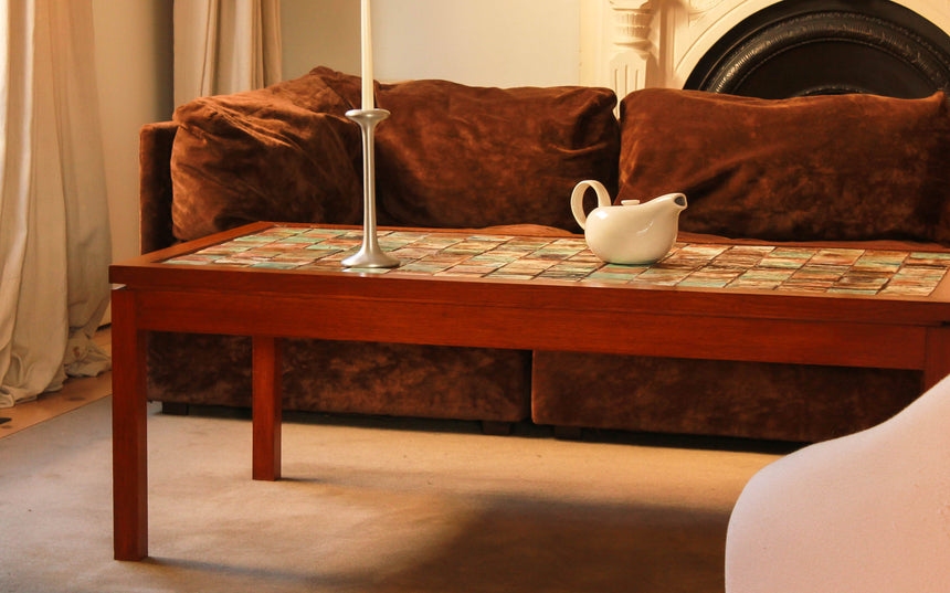 vintage danish teak coffee table tiled top melbourne denmark australia retro sydney
