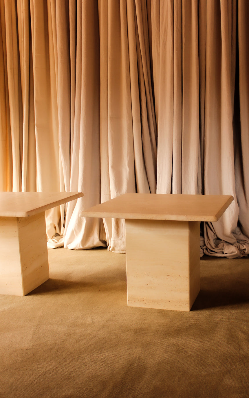 vintage honed unfilled travertine coffee table tables stone flokati velvet modular sofa couch instagram piazza