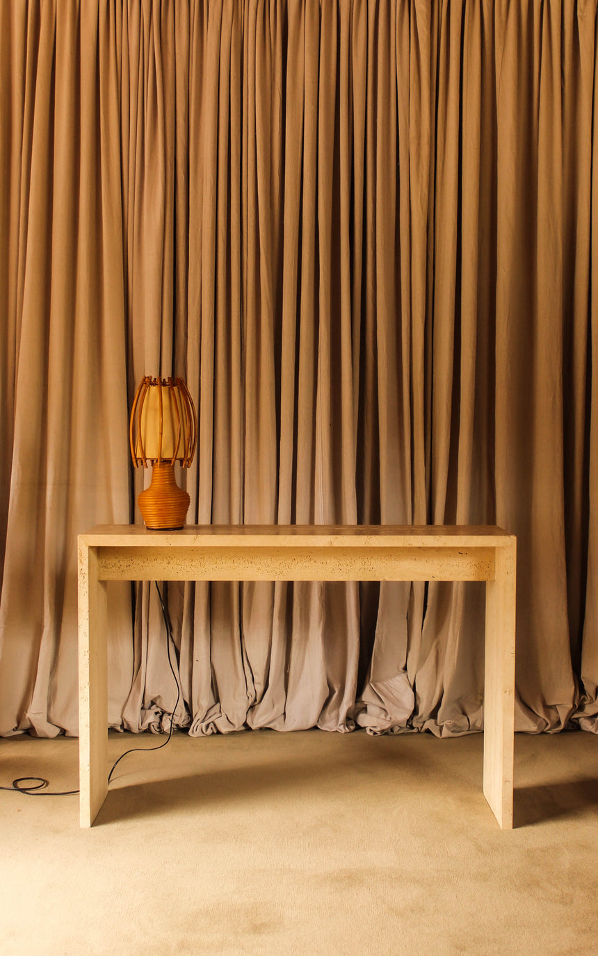 Honed & Unfilled Italian Travertine Console Table