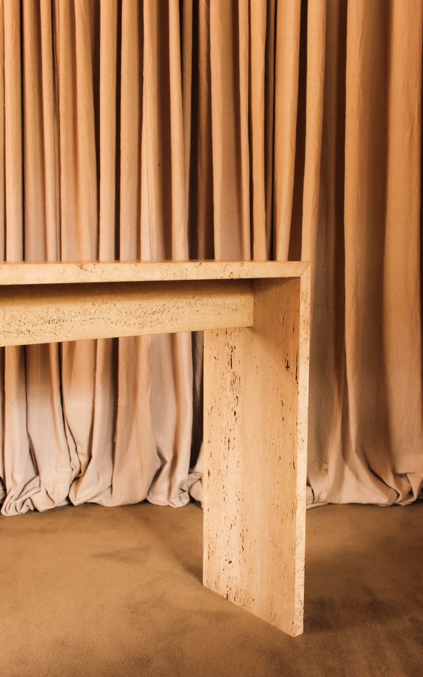 Honed & Unfilled Italian Travertine Console Table