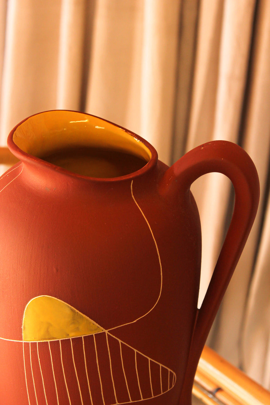 Vintage BAY KERAMIK Brasil Decor Jug Vase West German Pottery 598-30 1950s by Bodo Mans