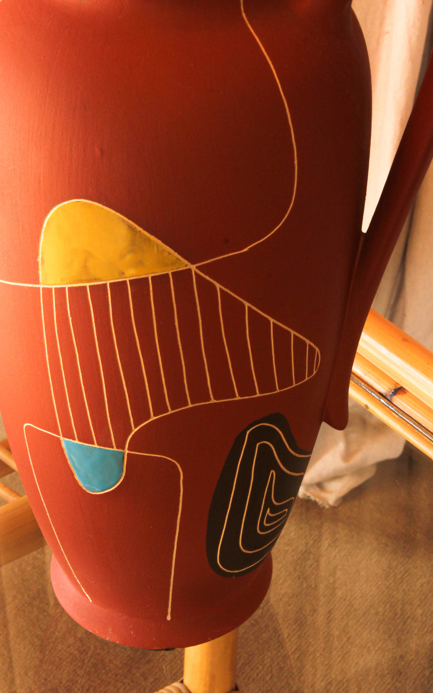 Vintage BAY KERAMIK Brasil Decor Jug Vase West German Pottery 598-30 1950s by Bodo Mans