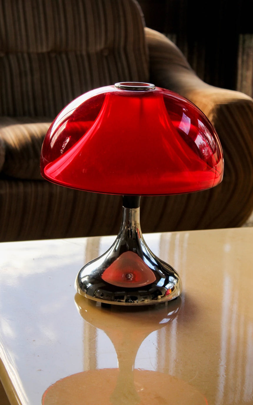 mushroom lamp red 1970s chrome perspex vintage retro melbourne piazza sydney australia