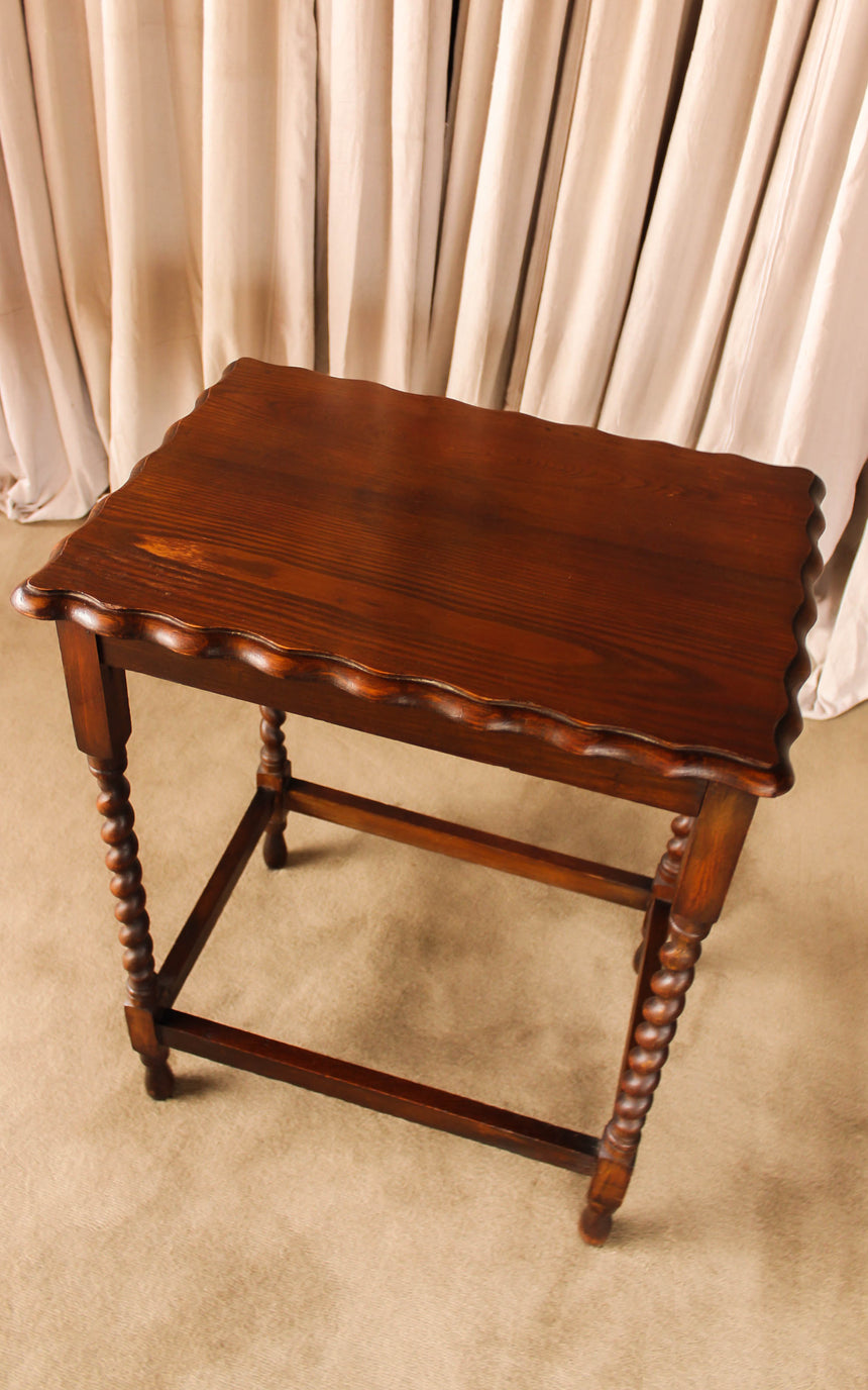 antique hand turned barley twist oak occassional table 1910 vintage retro piazza melbourne sydney australia