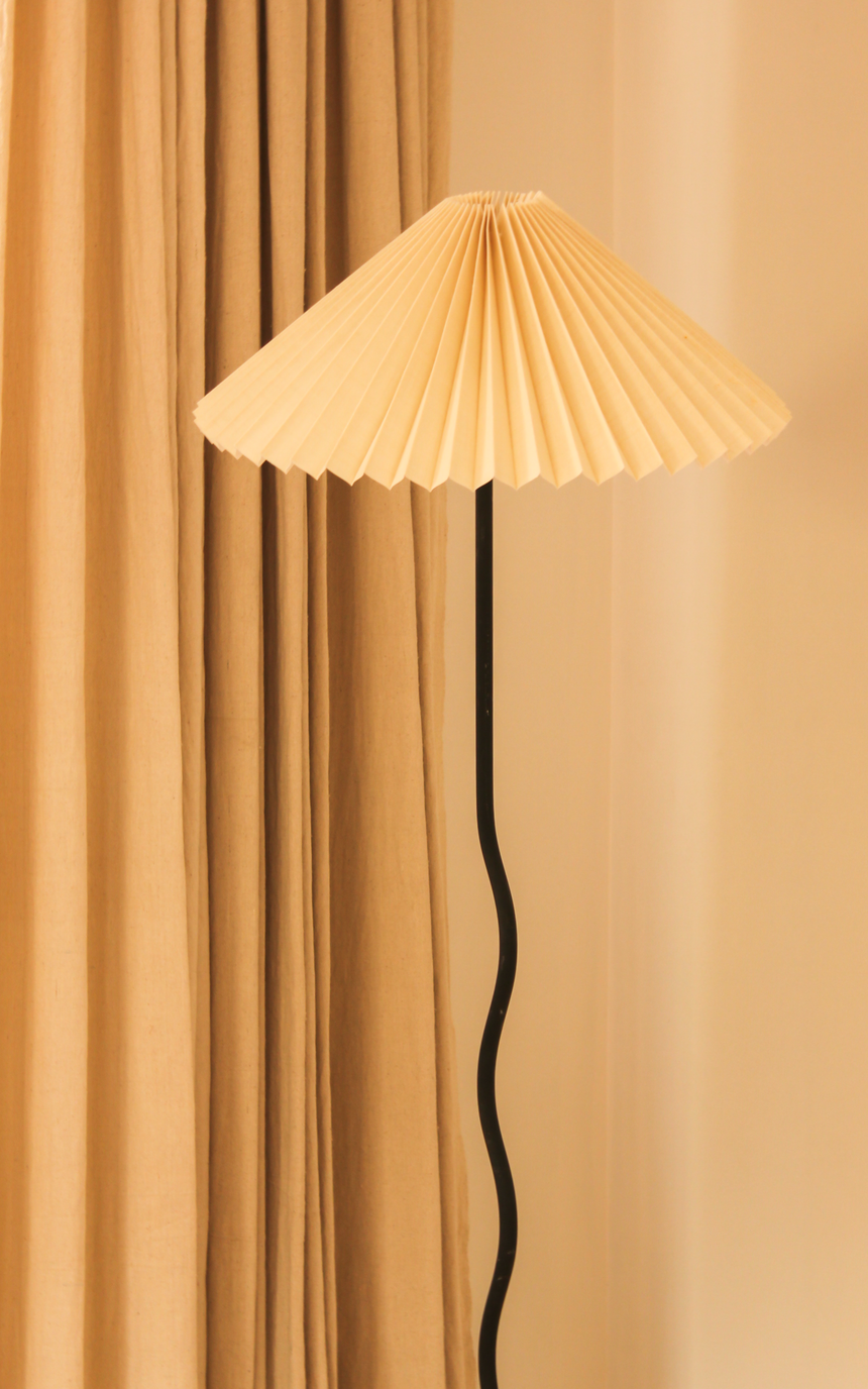 Squiggle wavy floor lamp pleated shade denmark vintage instagram piazza melbourne australia sydney