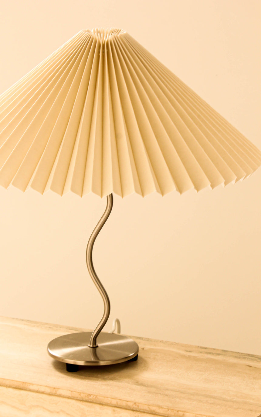 pleated shade table lamp squiggle wiggle lamp chrome vintage instagram piazza piazza australia denmark
