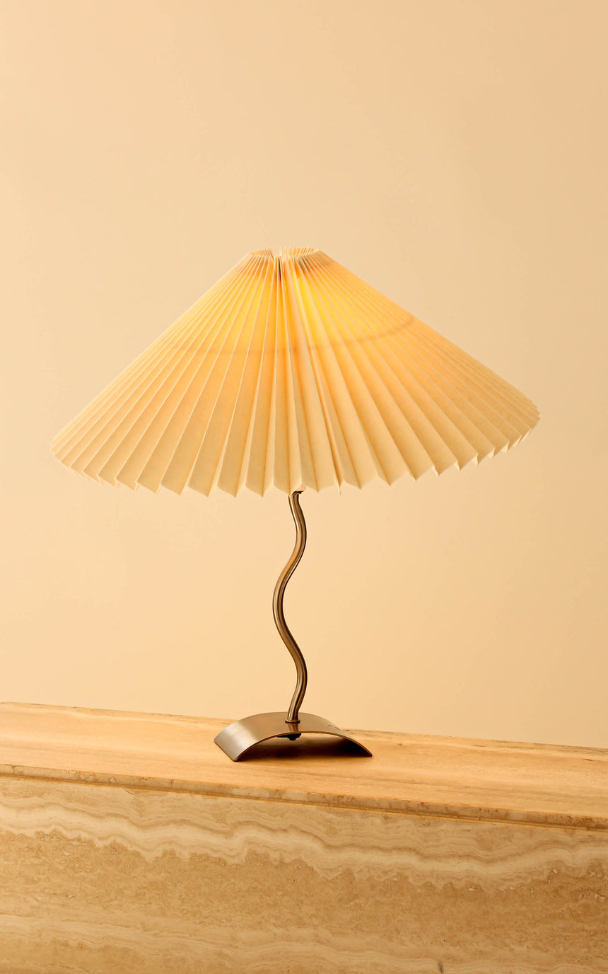 pleated shade table lamp squiggle wiggle lamp chrome vintage instagram piazza piazza australia denmark