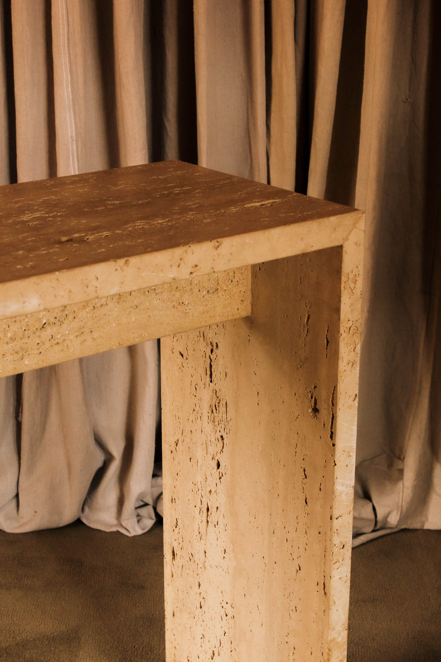Honed & Unfilled Italian Travertine Console Table