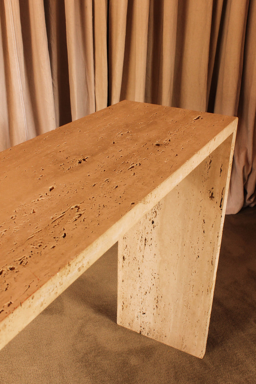 Honed & Unfilled Italian Travertine Console Table