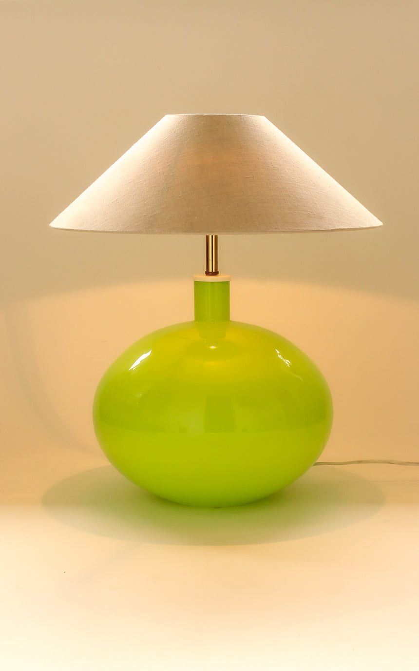 vintage ikea green ball brass table lamp lighting oversized linen shade retro piazza instagram melbourne australia sydney